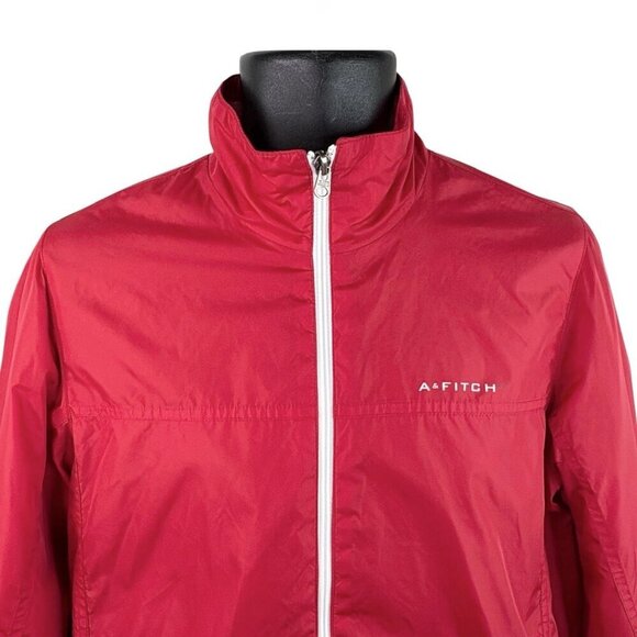 VTG Y2K Abercrombie & Fitch 092 Windbreaker Full Zip Jacket Red Women’s M Lined - Picture 3 of 11